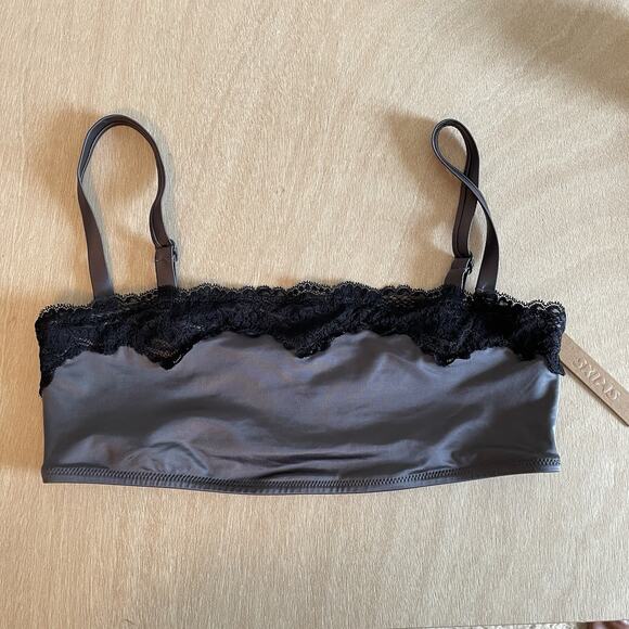 SKIMS Lace Swim Bandeau Bikini Top - Picture 1 of 12
